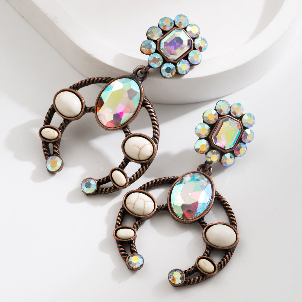 Wholesale Ethnic style teardrop-shaped turquoise earrings bohemian style earrings
